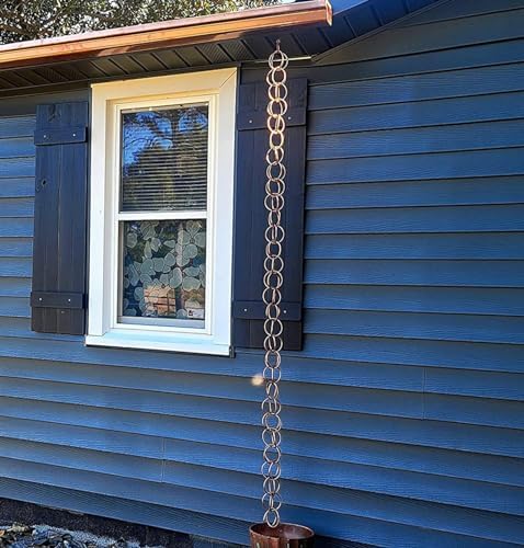 Decorative Rain Chains Waterfall, Copper Rain Gutter Chain Downspout Catcher, 5ft 6ft 7ft 8ft 9ft Decorative Rain Chain for Porch Patio Deck Garden, Outside Divert Water Chains (4m/13.1ft)