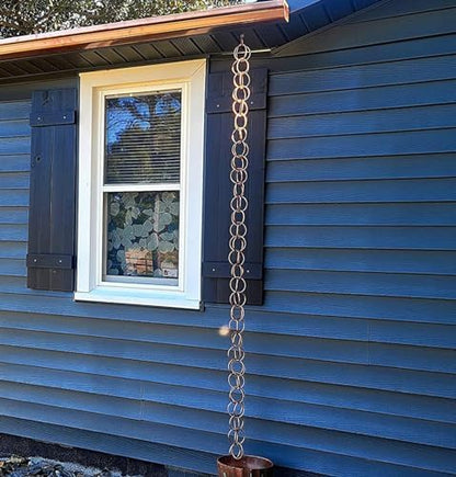 Decorative Rain Chains Waterfall, Copper Rain Gutter Chain Downspout Catcher, 5ft 6ft 7ft 8ft 9ft Decorative Rain Chain for Porch Patio Deck Garden, Outside Divert Water Chains (2.6m/8.5ft)