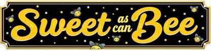 Sweet Bee Tin Decor 16 * 4 Inches "Sweet as can Bee" Kitchen/Patio Wall Art - Retro Bee Accent, Honey Decor, Kitchen Metal Sign