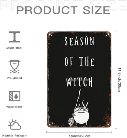 patio wall decor Witch Season Gothic Occultoween metal signs vintage Club Vintage Retro Tin Sign Cute Funny Bathroom Yard Wedding Street Garage Plaque Wall Decor 8X12inch