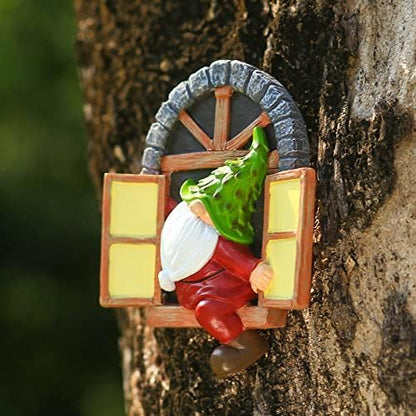 vomiceak Whimsical Fairy Garden Gnome Statue, Tree Faces Decor Outdoor -5.9 Inch, Funny Garden Tree Decoration,Ideal Patio Yard Lawn Porch Decoration
