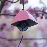 Japanese Tent Shape Lucky Traditional Wind Chimes for Outside, Iwachu Cast Iron Bless Temple Wind Bell Memorial and Sympathy Small Wind Chimes for Good Luck Garden Bell, Patio, Balcony（Pink）