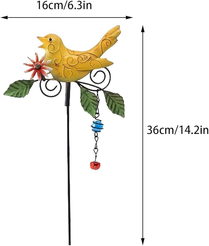 Metal Bird Decorative Garden Stakes,Outdoor Spring Garden Decor,Indoor Lawn Pathway Patio Ornaments,14.2 Inch Metal Garden Decor Shaking Head Yard Art