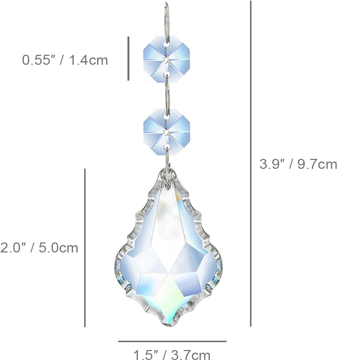 20pcs Clear Maple Leaf Crystal Chandelier Prism Pendant Parts, 50mm Suncatchers Hanging Crystals Beads for Chandelier Christmas Tree Decoration