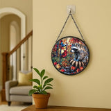 Stained Glass Window Hanging - Adventure Shark with Sailing Ships and Compass Sun Catchers Indoor Stained Glass Panels Wall Decor for Mom Wife Lovers Festive