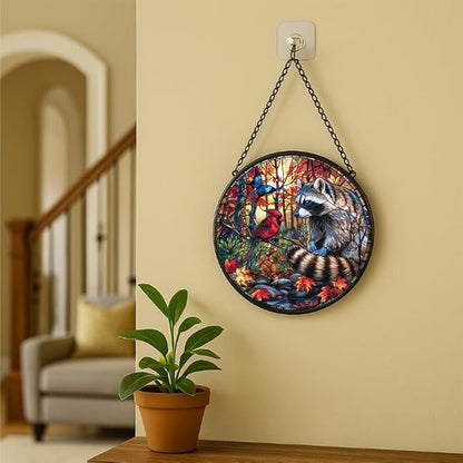 Stained Glass Window Hanging - Adventure Shark with Sailing Ships and Compass Sun Catchers Indoor Stained Glass Panels Wall Decor for Mom Wife Lovers Festive