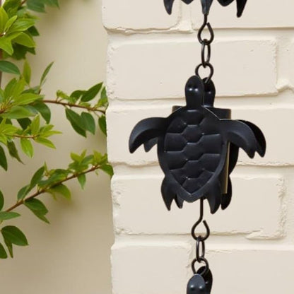 Gold & Garden Black Turtle Rain Chain, 16 Cups, 7.5 feet Long