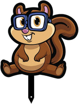 Garden Outdoor Small Metal Art 7"x 6" Weather Resistant Lawn Ornaments Sturdy Stakes Yard Sign Decoration for Patio (Chipmunk with Glasses)