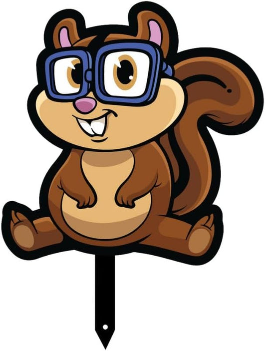 Garden Outdoor Small Metal Art 7"x 6" Weather Resistant Lawn Ornaments Sturdy Stakes Yard Sign Decoration for Patio (Chipmunk with Glasses)
