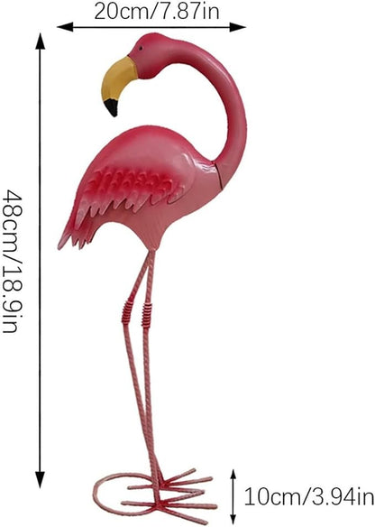 Metal Flamingo Garden Statue Outdoor Yard Art, Iron Animal Figurine Landscape Ornament for Lawn Patio Poolside Decor- Height 48 cm