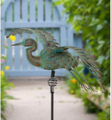 Regal Art & Gift Bird Bouncie Metal Garden Stake - Decorative Playful Outdoor Metal Sculpture for Lawn, Patio & Garden Décor - Crane