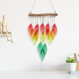CUTHOLLOW Leaves Glass Wind Chimes, 23" Stained Glass Chimes, Handmade Art Glass Windchimes for Outside, Garden, Patio, Balcony, Home, Yard, Best Gift for Xmas Birthday and Thanksgiving