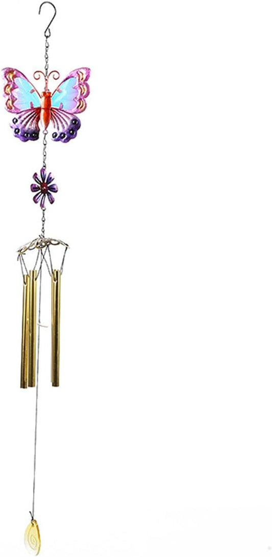 Animal Wind Chimes for Outside, Colorful Wind Chimes Aluminum Tube Wind Chime Outdoor Garden Wind Chime Decorative Chime of Wind for Indoor Living Room Office (Long-Butterfly)