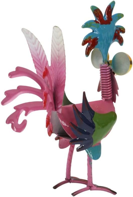 8'' Metal Rooster Garden Decor – Chicken Statues Sculpture, Outdoor Animal Ornaments Yard Art for Backyard Patio Lawn Home Kitchen Decor Outside Decorations, Wacky Decor Gifts for Chicken Lovers