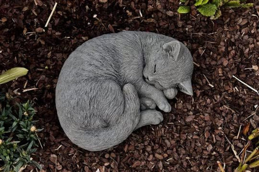 Curled up Sleeping cat Figurine Garden Resting Kitty Statue Cute Concrete cat Sculpture Great Gift for pet Lovers