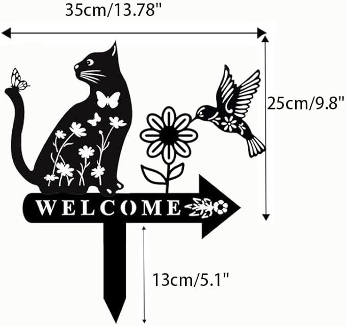 Cat Garden Decor for Outside Metal Cats Silhouette Statues Garden Stakes Yard Sign Art Decorations for Outdoor Patio Lawn Ornaments Birthday Gift for Cat Lovers Women Mom