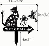 Cat Garden Decor for Outside Metal Cats Silhouette Statues Garden Stakes Yard Sign Art Decorations for Outdoor Patio Lawn Ornaments Birthday Gift for Cat Lovers Women Mom