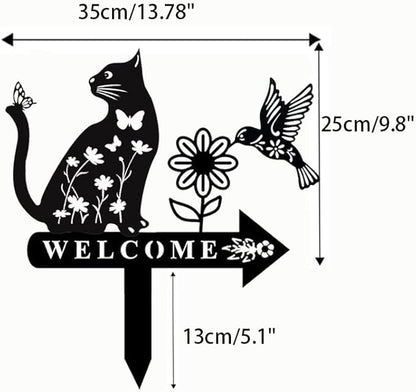 Cat Garden Decor for Outside Metal Cats Silhouette Statues Garden Stakes Yard Sign Art Decorations for Outdoor Patio Lawn Ornaments Birthday Gift for Cat Lovers Women Mom