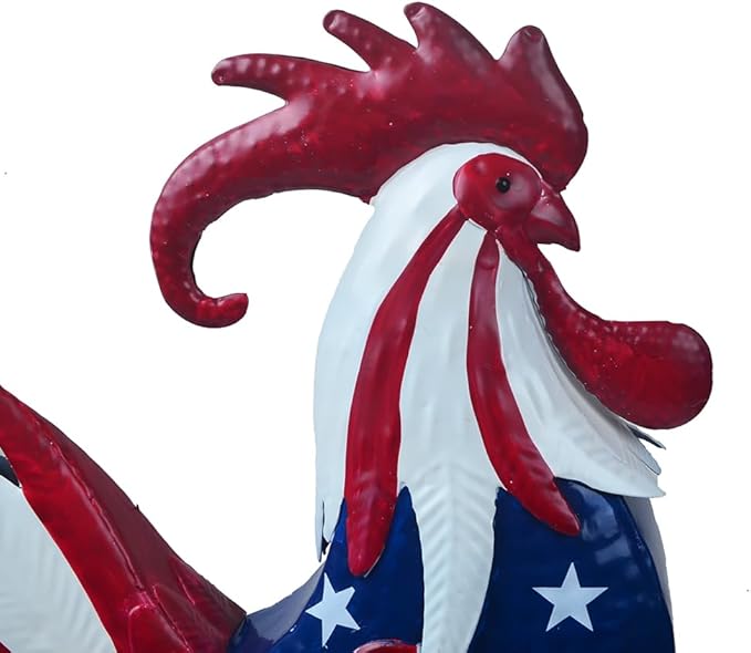 Metal Rooster Statues Waterproof Chicken Sculpture Metal Garden Deco Outdoor Yard Ornament for Patio Lawn Backyard
