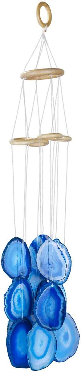 rockcloud Agate Slices Geode Wind Chime Home Garden Decoration Figurine, 20-24 inches, Blue