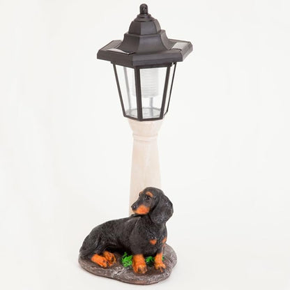 Bits and Pieces - Solar Dog Lantern-Solar Powered Garden Lantern - Resin Dog Sculpture with LED Light (Dachshund) - 13.5" Tall