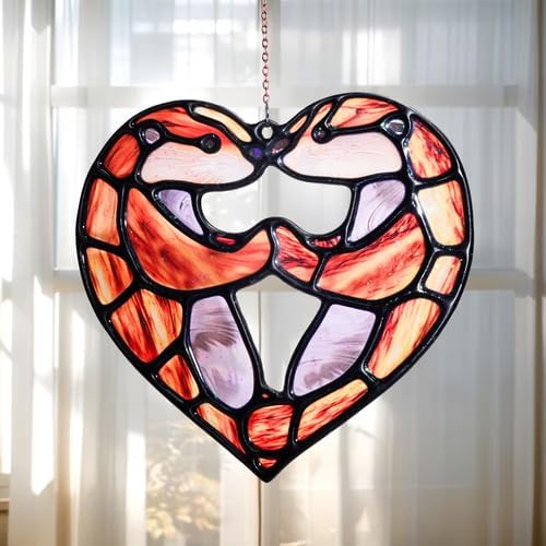 Otter Lover Handmade Resin Suncatchers, Artisan Boho Sun Catcher Stained Glass Effect Window Hanging Garden Decor, Gift for Mother's Day Mom Grandma Wife Women