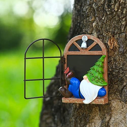 vomiceak Whimsical Fairy Garden Gnome Statue, Tree Faces Decor Outdoor -5.9 Inch, Funny Garden Tree Decoration,Ideal Patio Yard Lawn Porch Decoration