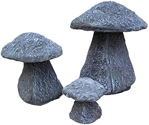 Quality Hand Sculpted Shale English Staddle Stone Collection Affordable Garden Mushroom Sculpture (Set of 3, Brown & Grey)