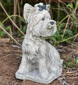 Yorkshire Terrier Statue Concrete Yorkie Figurine Black White Yorkie Sculpture Garden Animal Zen Garden Ornament