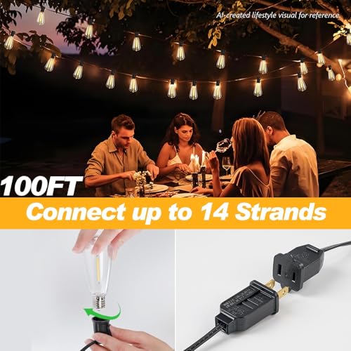 LED Outdoor String Lights - 100FT Waterproof Edison