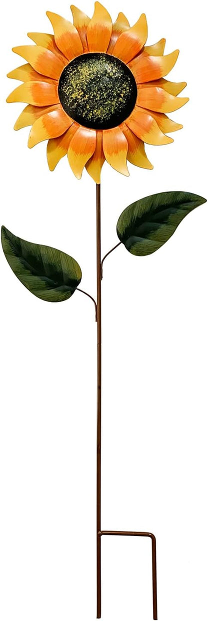 Grace Home Metal Sunflower Garden Stake,Sunflower Garden Patio Lawn Yard Stake Metal Sunflower Patio Garden Yard Outdoor Decoration 32''H