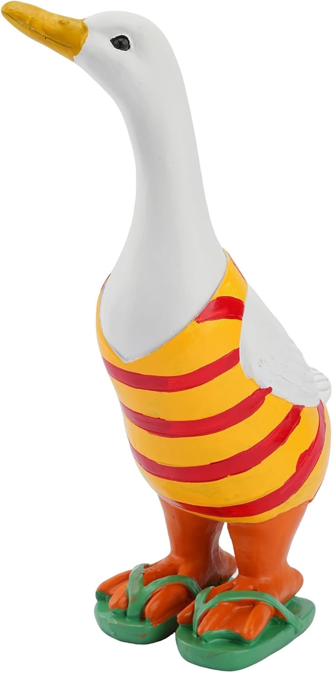Duck Outdoor Statues,Figurine Sculptures for Porch Garden Yard Patio Flower Bed Home Bookshelf Decor, 9.8" H × 6.3" L × 3.7" W (Orange)