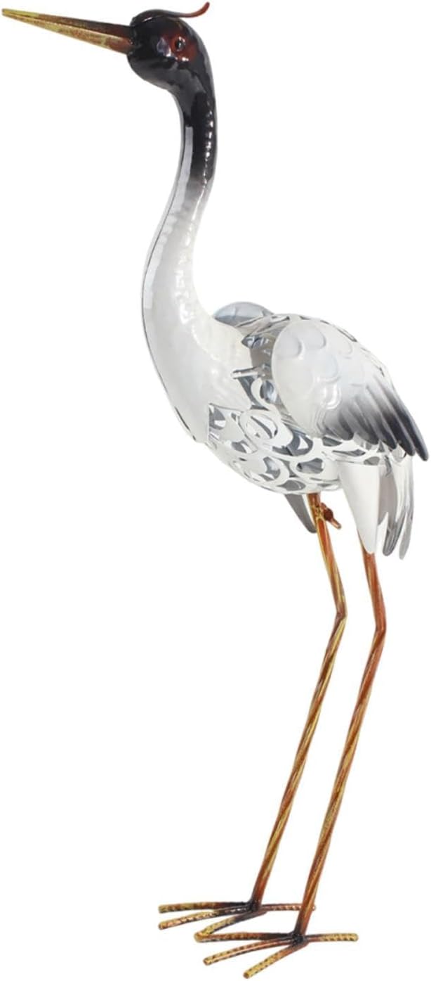Red Crowned Crane Statue Elegant Garden Decor Realistic Standing Crane Figurine for Outdoor Fairy Flowerbed