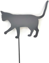 Pets and Farm Animals Metal Garden Landscape Stake (11.5" Wide Cat on Stake, Gray)