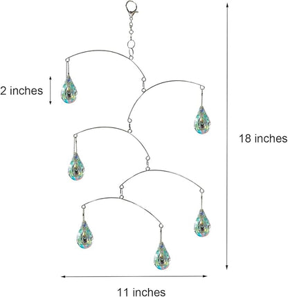 DIY Crystal Sun Catcher Wind Chime, Hanging Prisms Rainbow Maker Suncatcher for Home and Garden Decoration (FL-50AB-6PP)