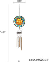 Asense Wind Chimes for Outside, Solar Powered LED Lights Sun Wind Chime, Outdoor Garden Lawn Yard Patio Decoration, Unique Hanging Decor Gifts