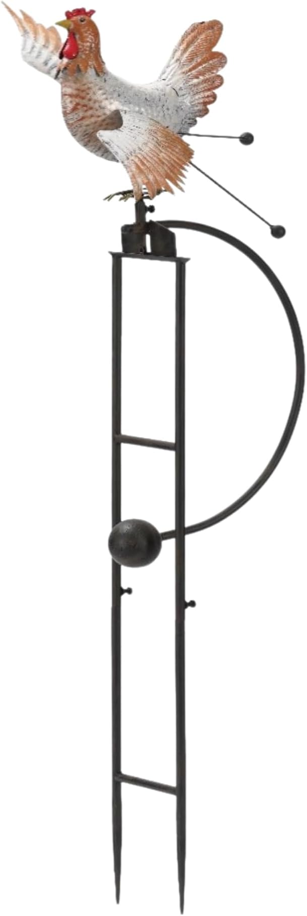 Red Carpet Studios Garden Art Large Hen Balance Rocker Metal Garden Stake Yard Décor, 61.5” Tall, Farmhouse Flapping Wing Design
