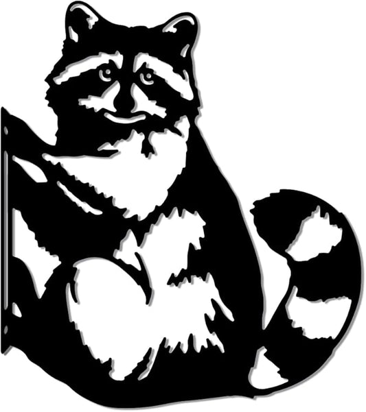 WADORN Metal Raccoon Garden Fence Decor, Raccoon Silhouette Decorative Farmhouse Statue Backard Wall Decor Cute Animal Yard Art Garden Stake for Garden Yard Patio Park Home Outdoor Decorations