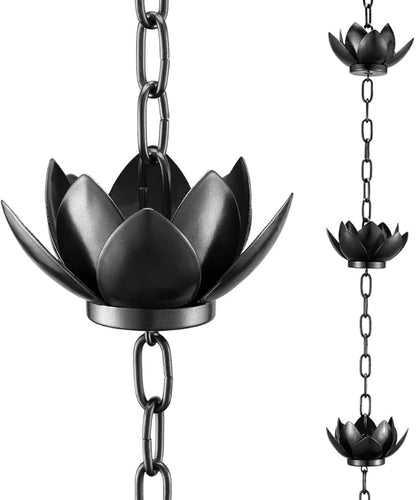 Rain Chain Set, 4ft Copper Plated Rain Chain for Gutters with Adapter, Rain Chain Cups to Replace Gutter Downspout