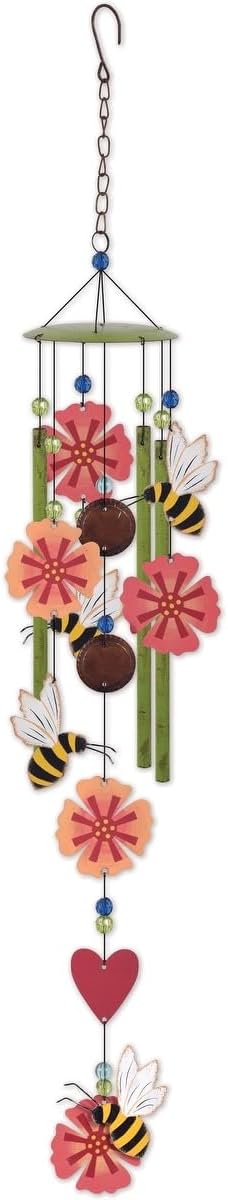 Sunset Vista Designs 93464 Country Garden Wind Chime, Bee-Flower