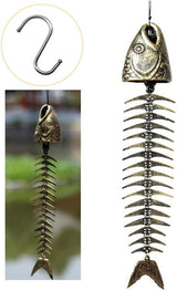 WANLIAN Fish Skeleton Wind Chime, Fish Wind Chime for Patio Porch Garden Balcony Beach House, Soothing Melody Gift for Fishing Lovers Housewarming Birthday Holiday