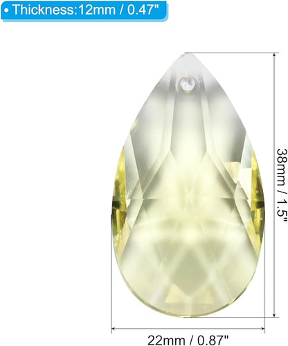 PATIKIL K9 Crystal Pendants Teardrop Beads, 10 Pack 38mm Chandelier Prisms Parts Hanging Beads DIY Lamp for Arts Crafts Decoration, Light Yellow