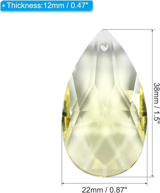 PATIKIL K9 Crystal Pendants Teardrop Beads, 10 Pack 38mm Chandelier Prisms Parts Hanging Beads DIY Lamp for Arts Crafts Decoration, Light Yellow