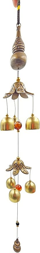 Metal Gourd Double Layer Lucky Wind Bell for Good Luck Wealth and Safe， Window/Door/Home Pendant Wind Chime Chinese Feng Shui Bell(Meaning Good Fortune and Good Fortune)