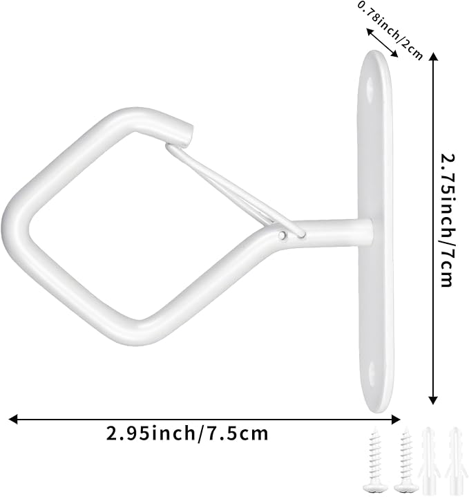 6 Pcs White Ceilling Hooks for Hanging Plants Holder with Safety Buckle,Ceiling Decor Hook Heavy Duty,Metal Plant Hanger Indoor&Outdoor.Hooks for Hanging Plants,Wind Chime,Bird Feeders