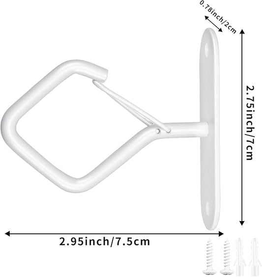 Ceiling Plant Hooks with Safety Buckle, White Metal Hanging Hooks for Plants, Wind Chimes, Bird Feeders, 3 Pack