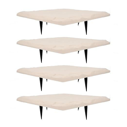 Garden Dcor Stepping Stone with Ground Stake, Polypropylene Material, Outdoor, 15.5x15.5in, Set of 4 (Beige)