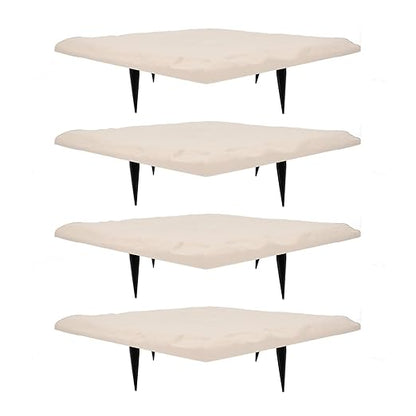 Garden Dcor Stepping Stone with Ground Stake, Polypropylene Material, Outdoor, 15.5x15.5in, Set of 4 (Beige)