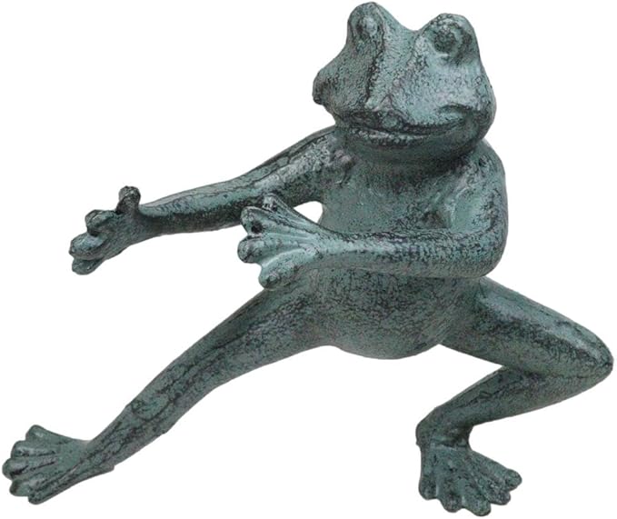 Ebros Gift Verdi Green Aluminum Metal Whimsical Tai Chi Kung Fu Frog Garden Statue Zen Feng Shui Martial Arts Frogs Home Garden Patio Pool Decorative Sculpture (Horse Stance)