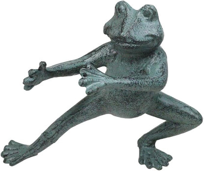 Ebros Gift Verdi Green Aluminum Metal Whimsical Tai Chi Kung Fu Frog Garden Statue Zen Feng Shui Martial Arts Frogs Home Garden Patio Pool Decorative Sculpture (Horse Stance)